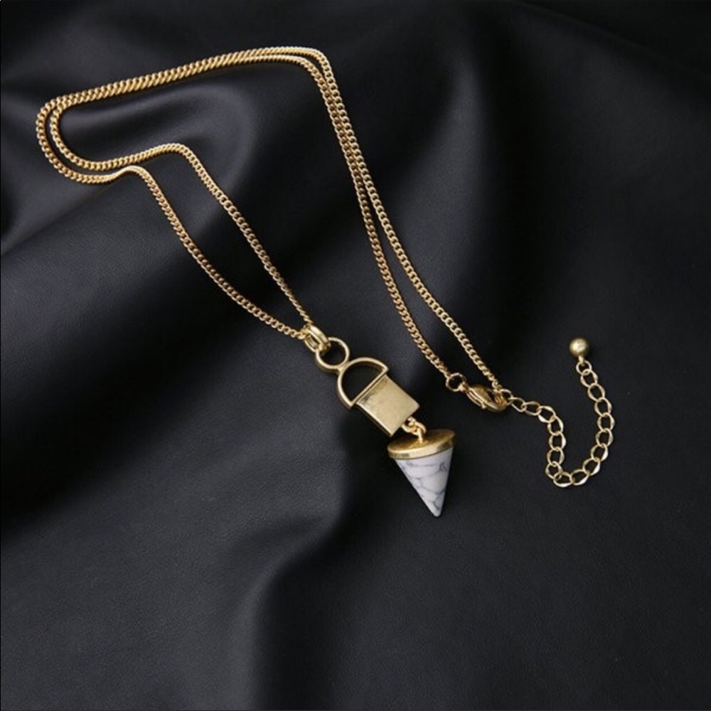 TODAY ONLY!! Marble Triangle Stone Gold Necklace